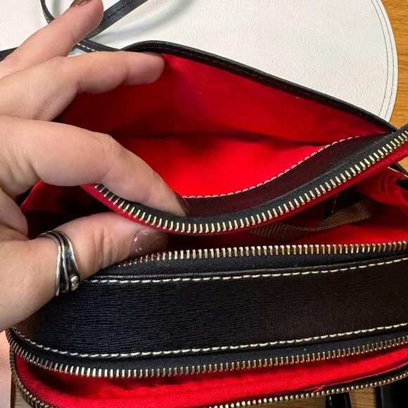 Dooney‎ & Bourke Saffiano Leather Sawyer Crossbody Purse Black - Picture 6 of 11